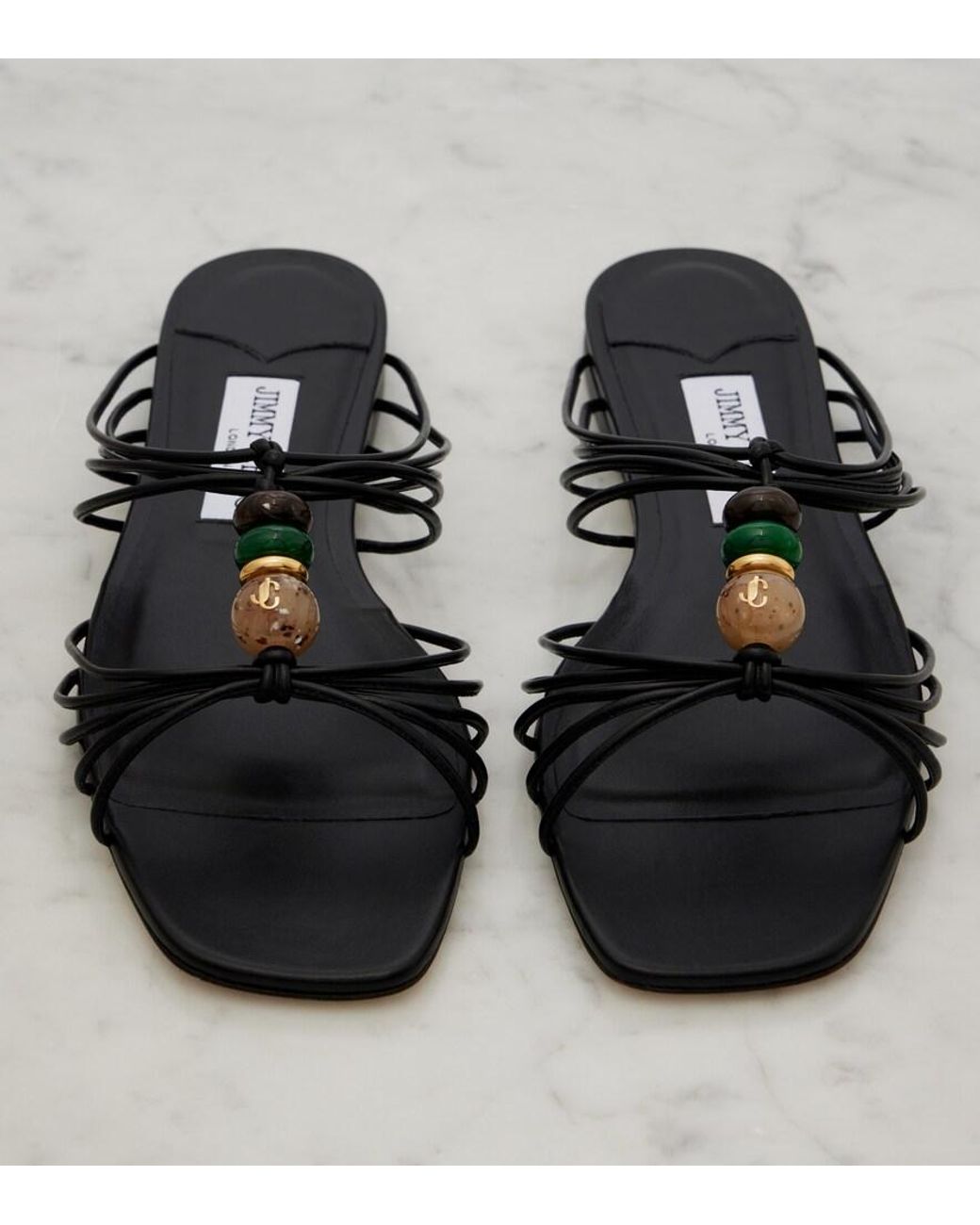 Jimmy Choo Black Lova Embellished Leather Sandals