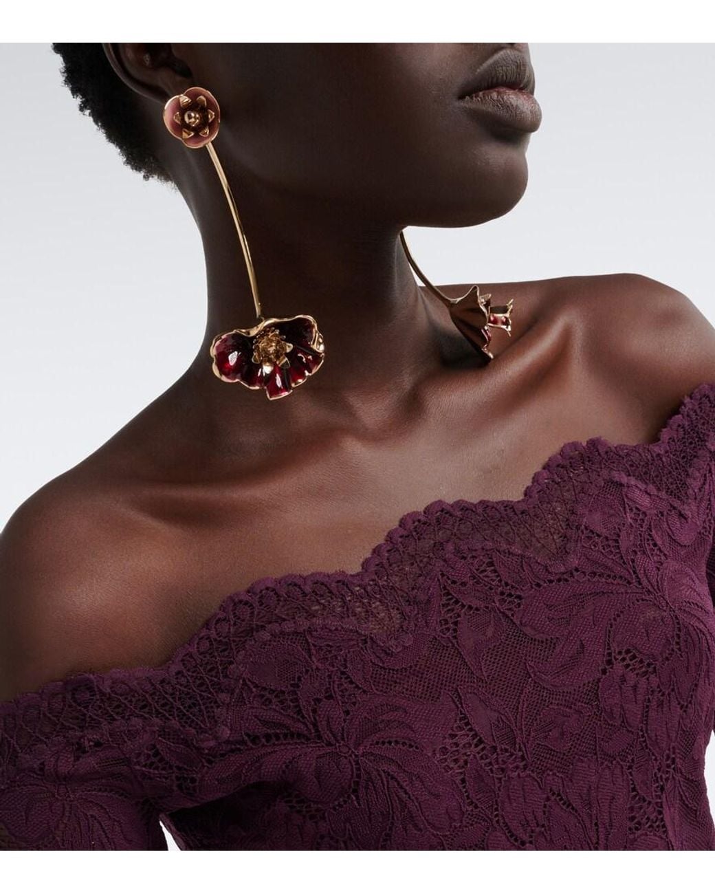 Rabanne White Floral Drop Earrings
