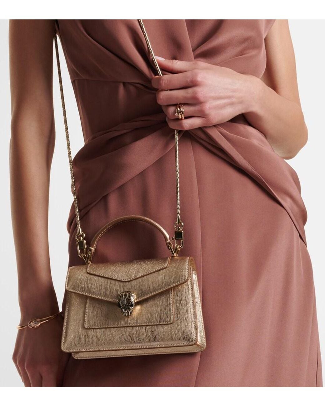 BVLGARI Natural Serpenti Forever Mini Leather Tote Bag