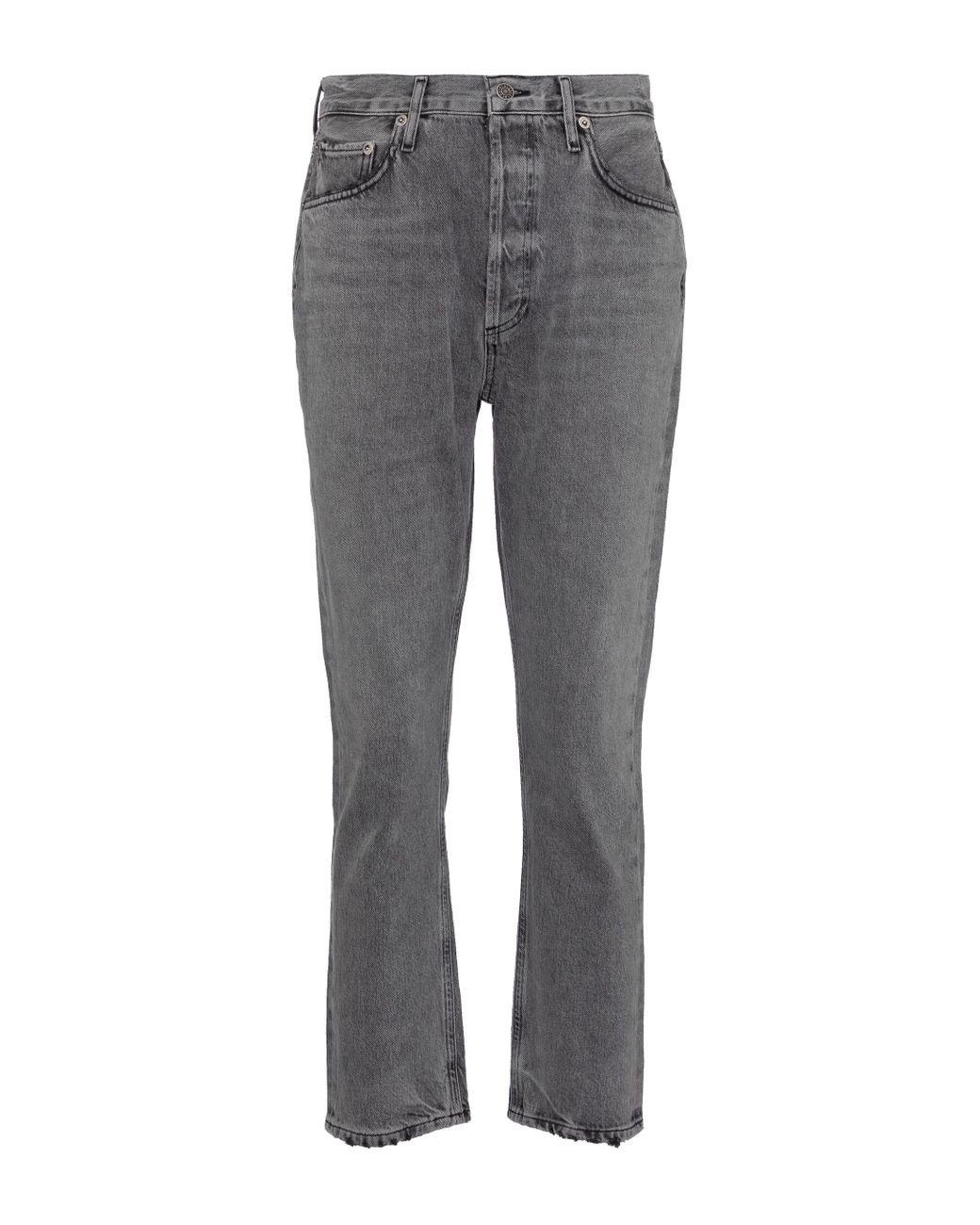 Agolde Denim Riley High-rise Straight Cropped Jeans in Grey (Gray) - Lyst