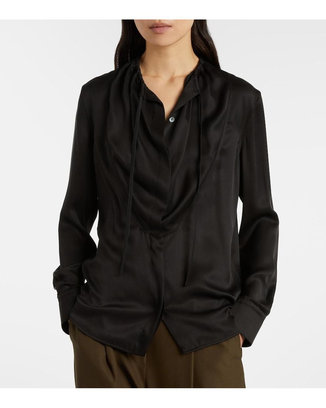 Loewe Black Silk Satin Blouse
