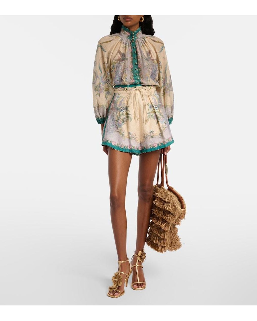 Zimmermann White Indra Printed Cotton And Silk-Blend Blouse