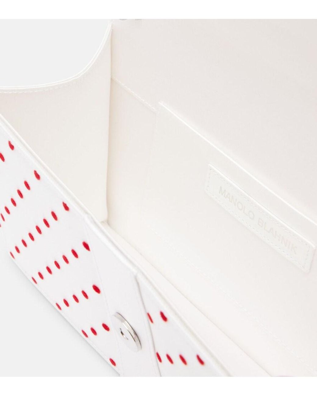 Manolo Blahnik White Capri Embellished Polka-Dot Satin Clutch
