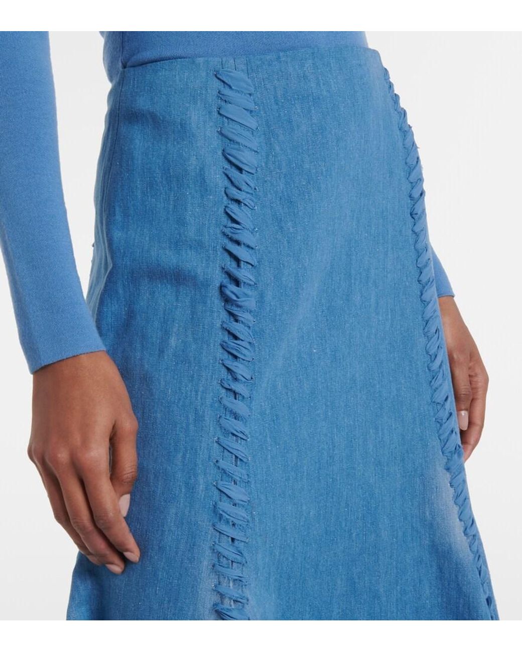 Gabriela Hearst Blue Dion Cotton And Linen Midi Skirt