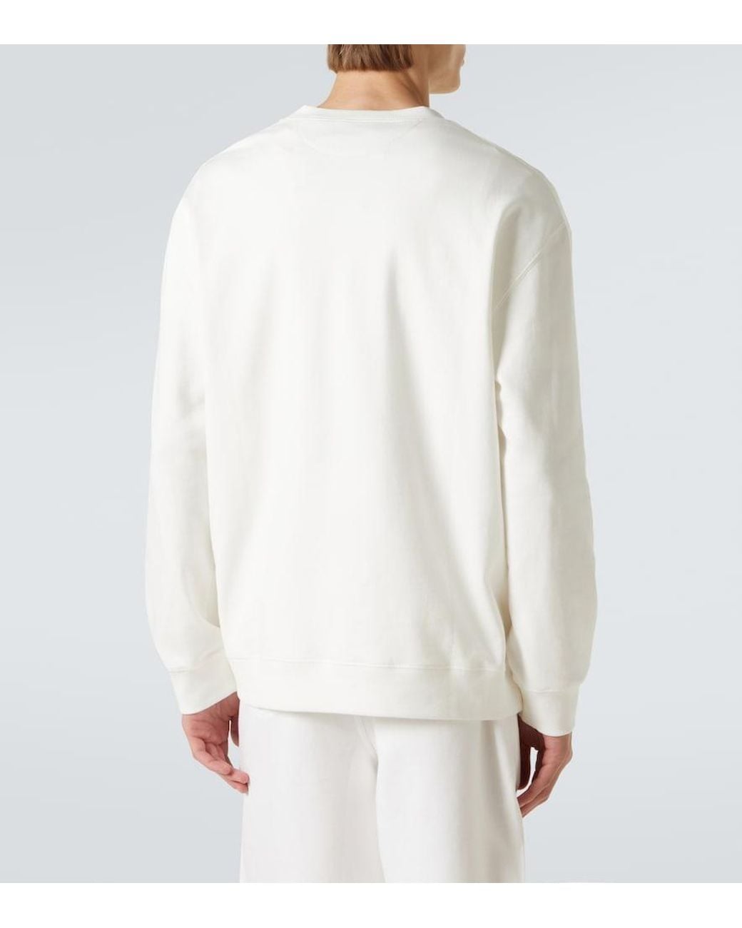 Brunello Cucinelli White Logo-print Cotton-blend Jersey Sweatshirt for men
