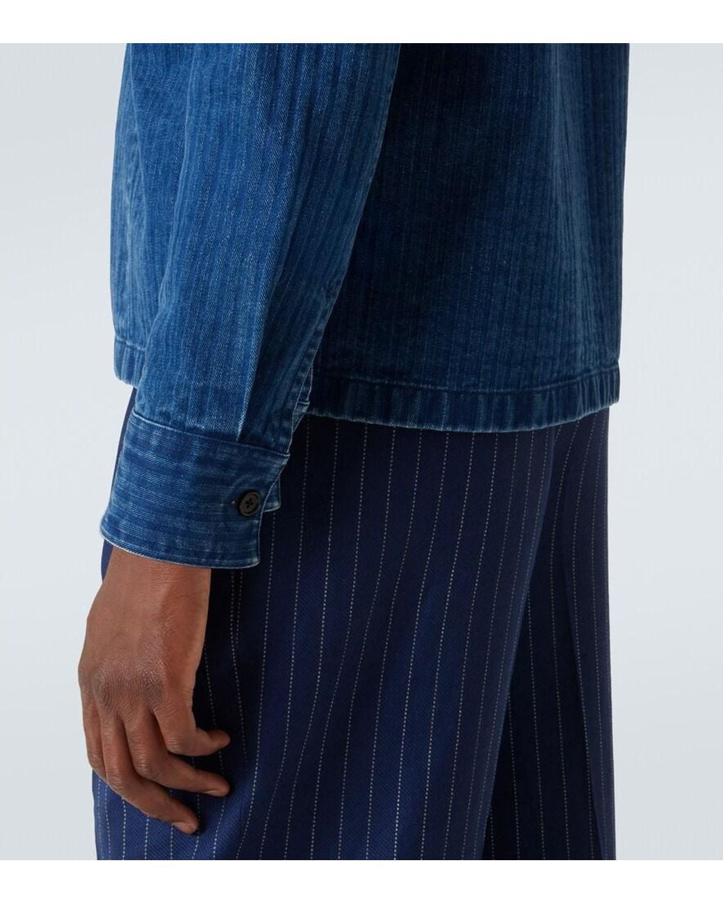 Tom Ford Blue Striped Denim Overshirt for men