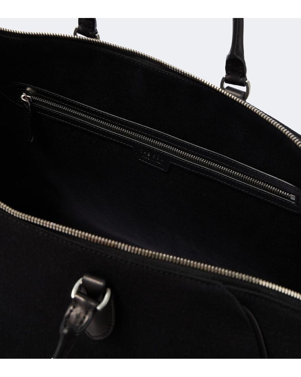 The Row Black Timo Leather-Trimmed Canvas Tote Bag for men