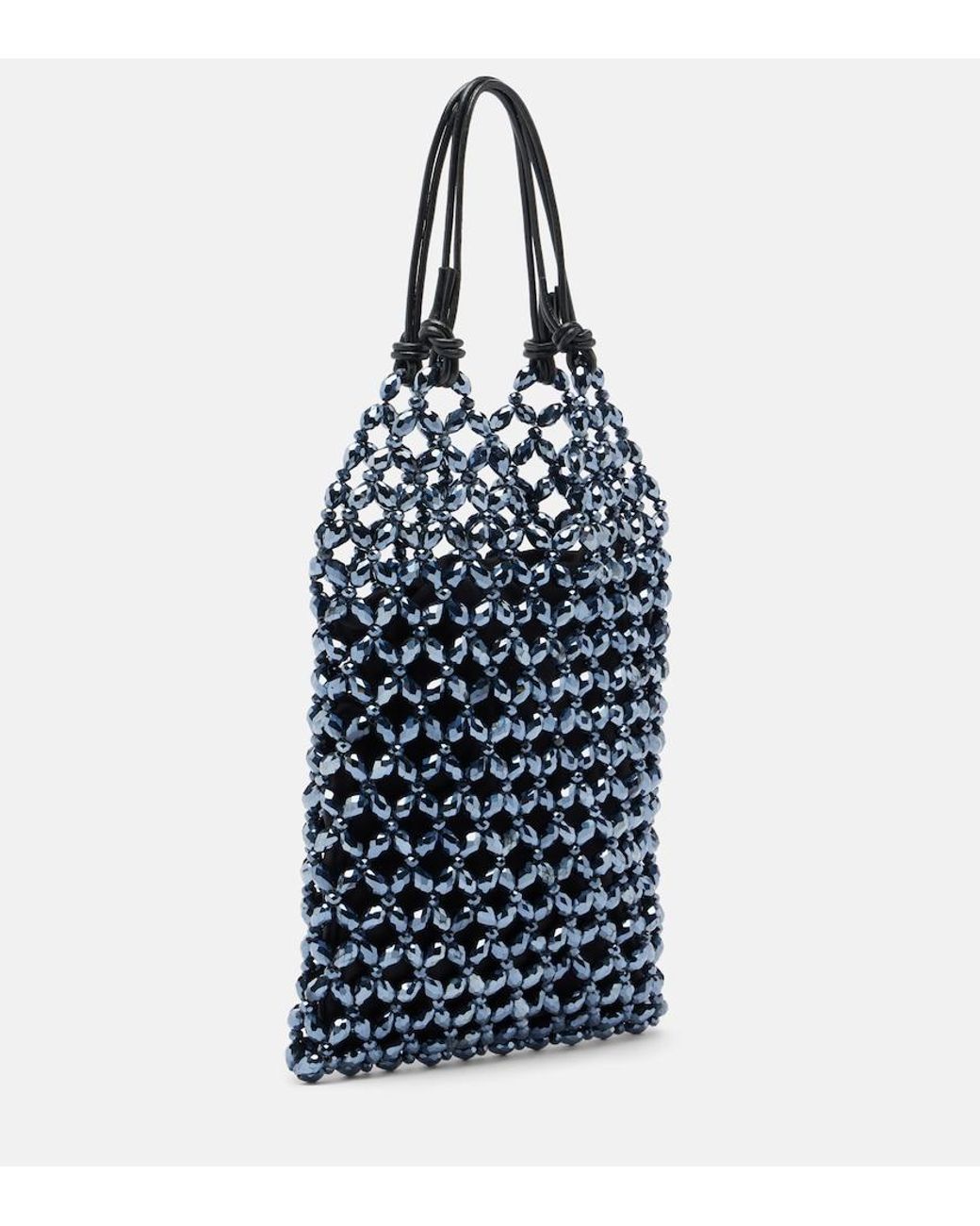 Staud Blue Karla Beaded Top-Handle Bag