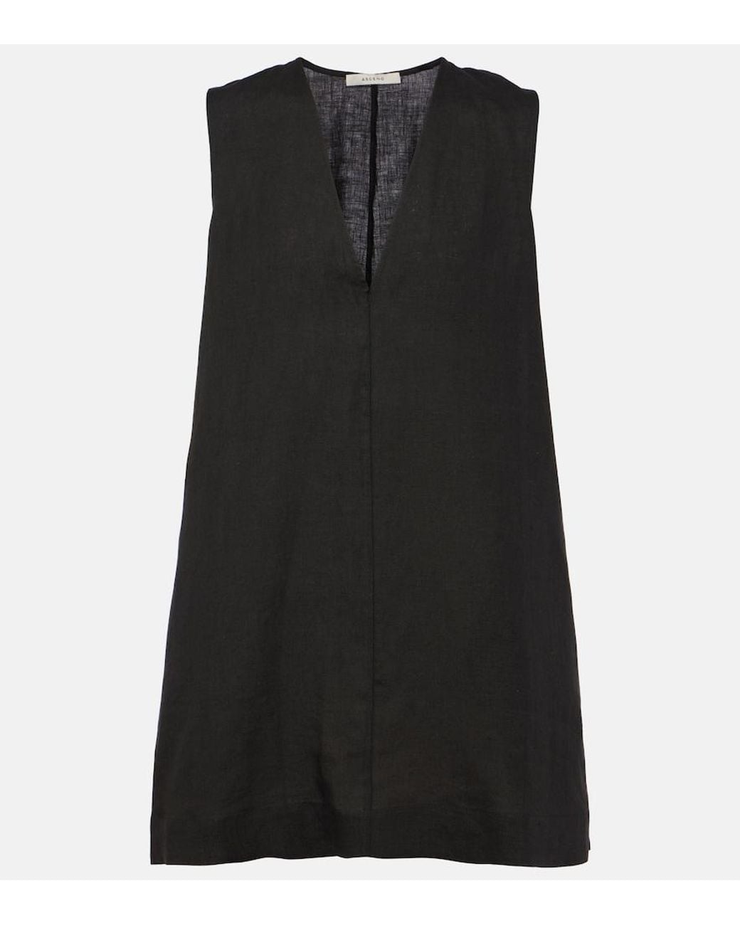 Asceno Black Derya Linen Minidress