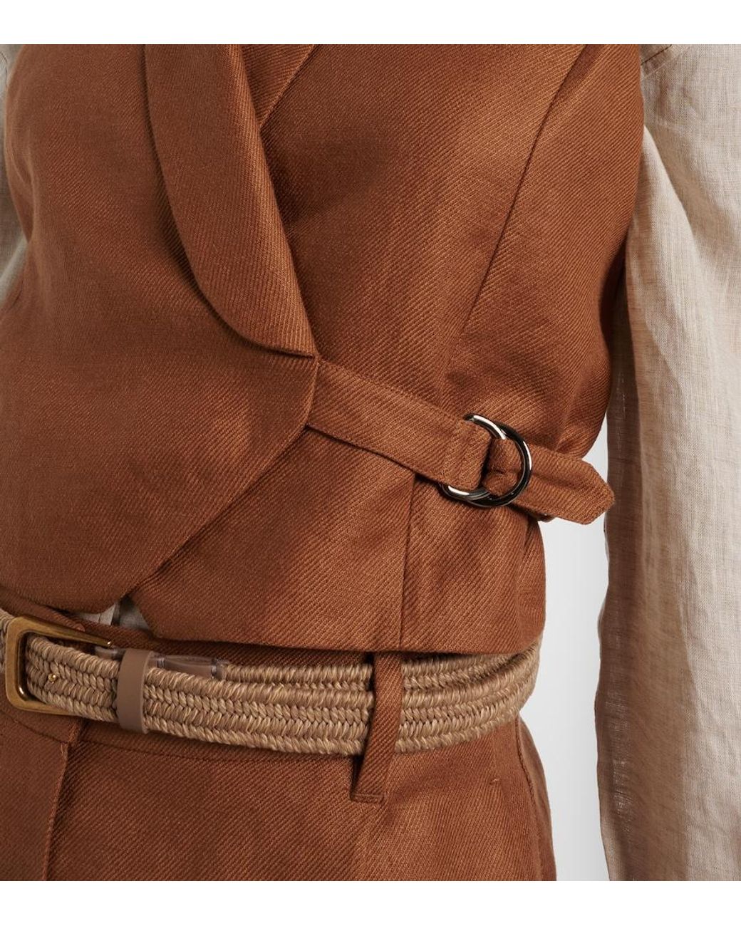 Brunello Cucinelli Brown Monili Linen Vest