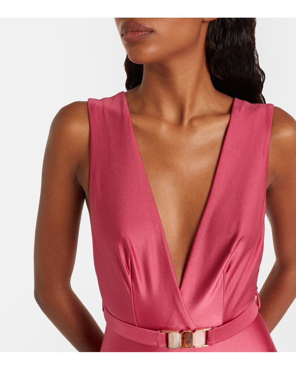 Zimmermann Pink Wanderlust Belted Swimsuit