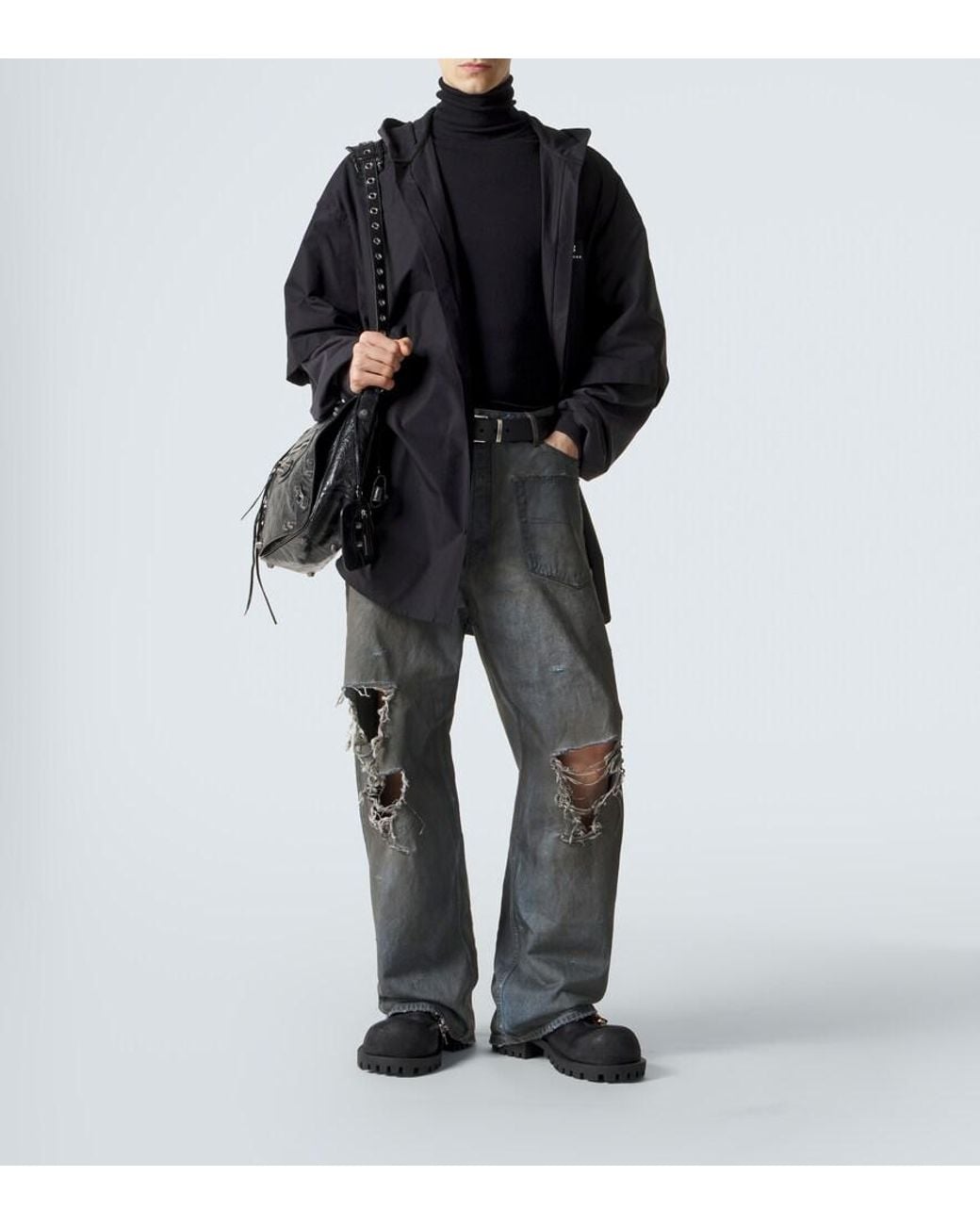Balenciaga Gray Distressed Jeans for men