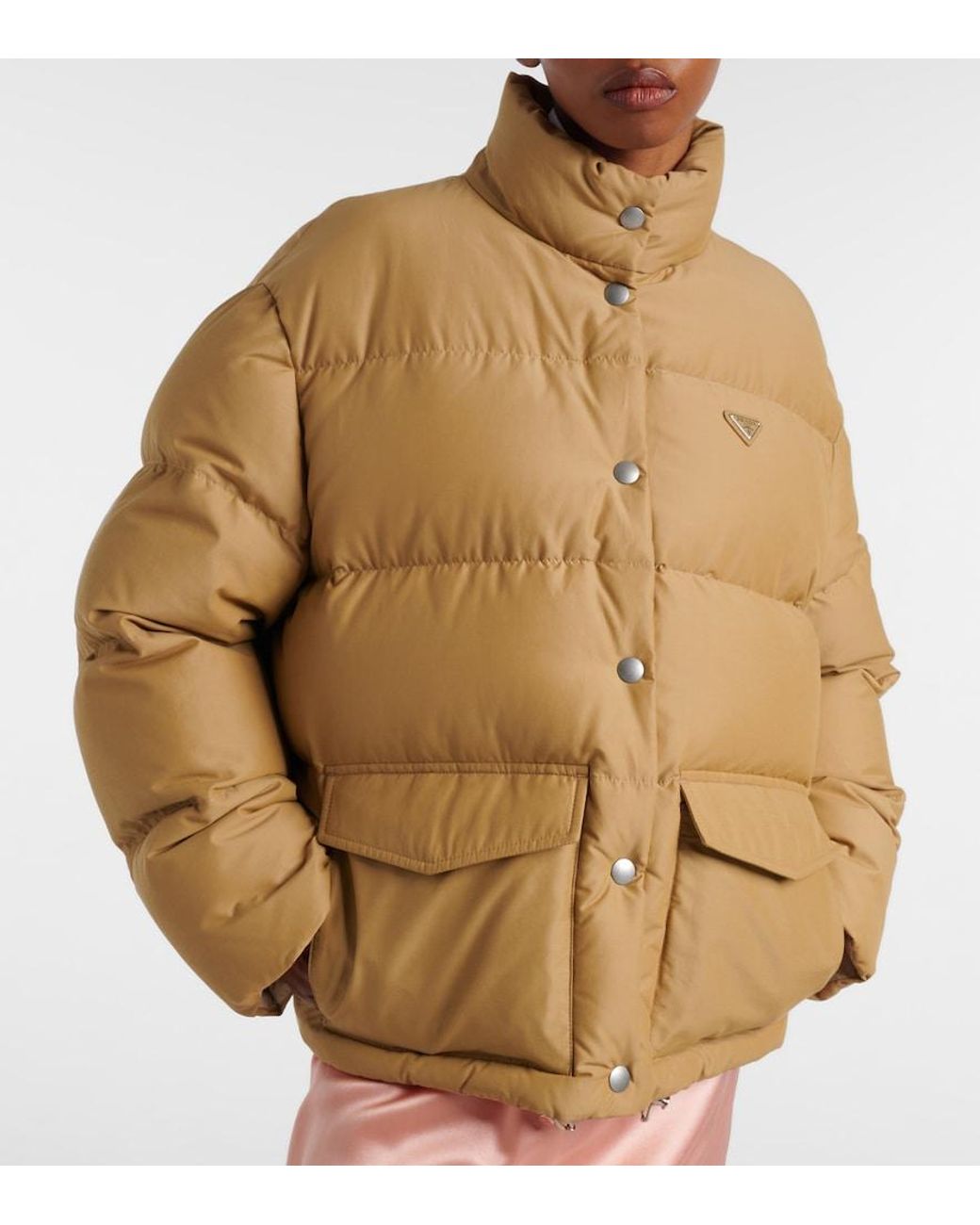 Prada Brown Triangle Logo Down Jacket