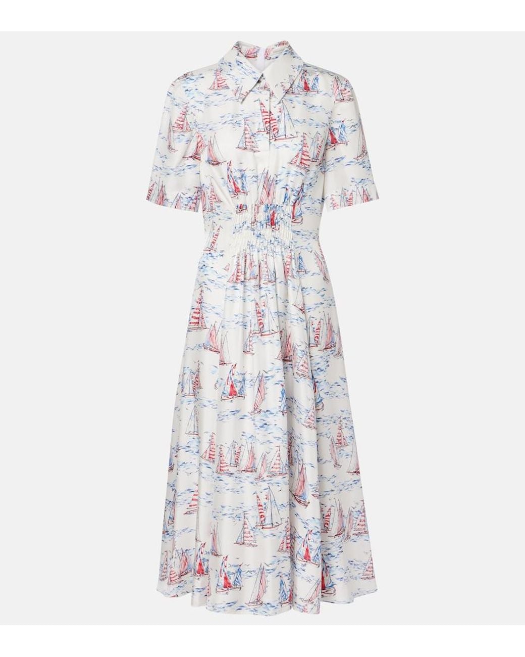 Emilia Wickstead White Khloe Printed Wool Midi Dress