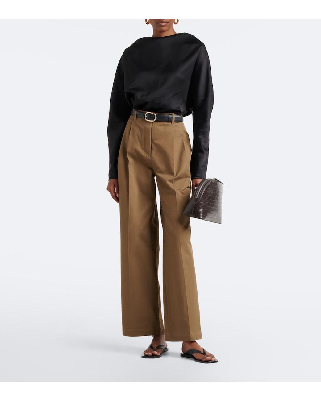 A.Emery Black Halloran Croc-Effect Leather Clutch