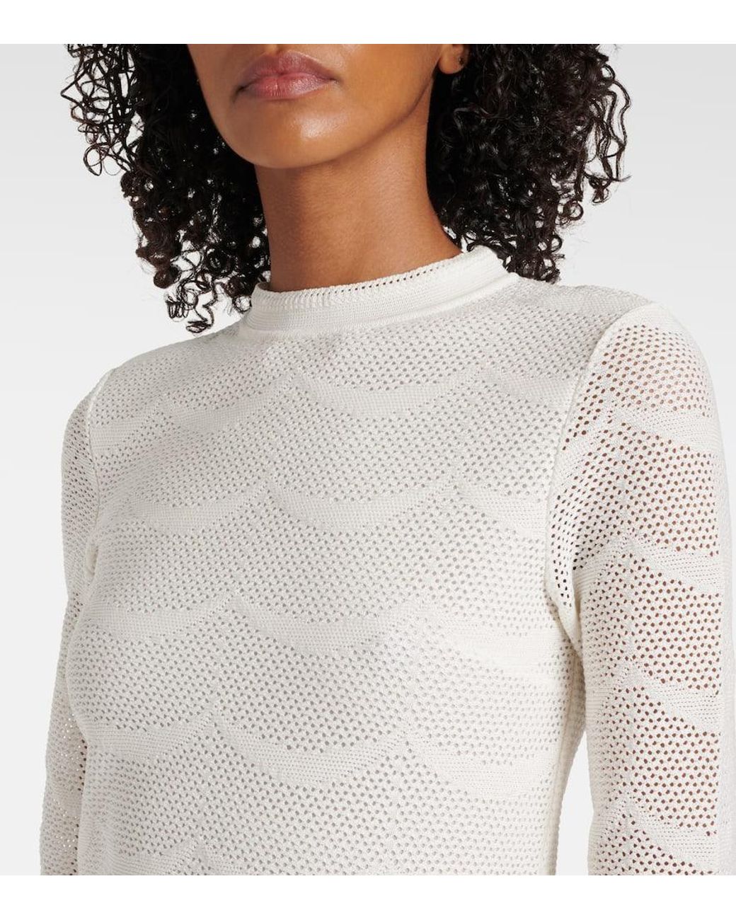 Tom Ford White Knitted Scalloped Cotton And Silk Minidress