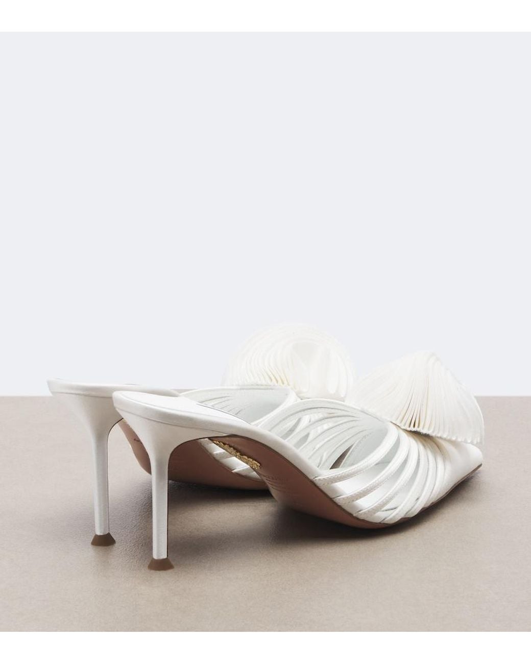 Aquazzura White Wild Bloom Applique Satin Mules