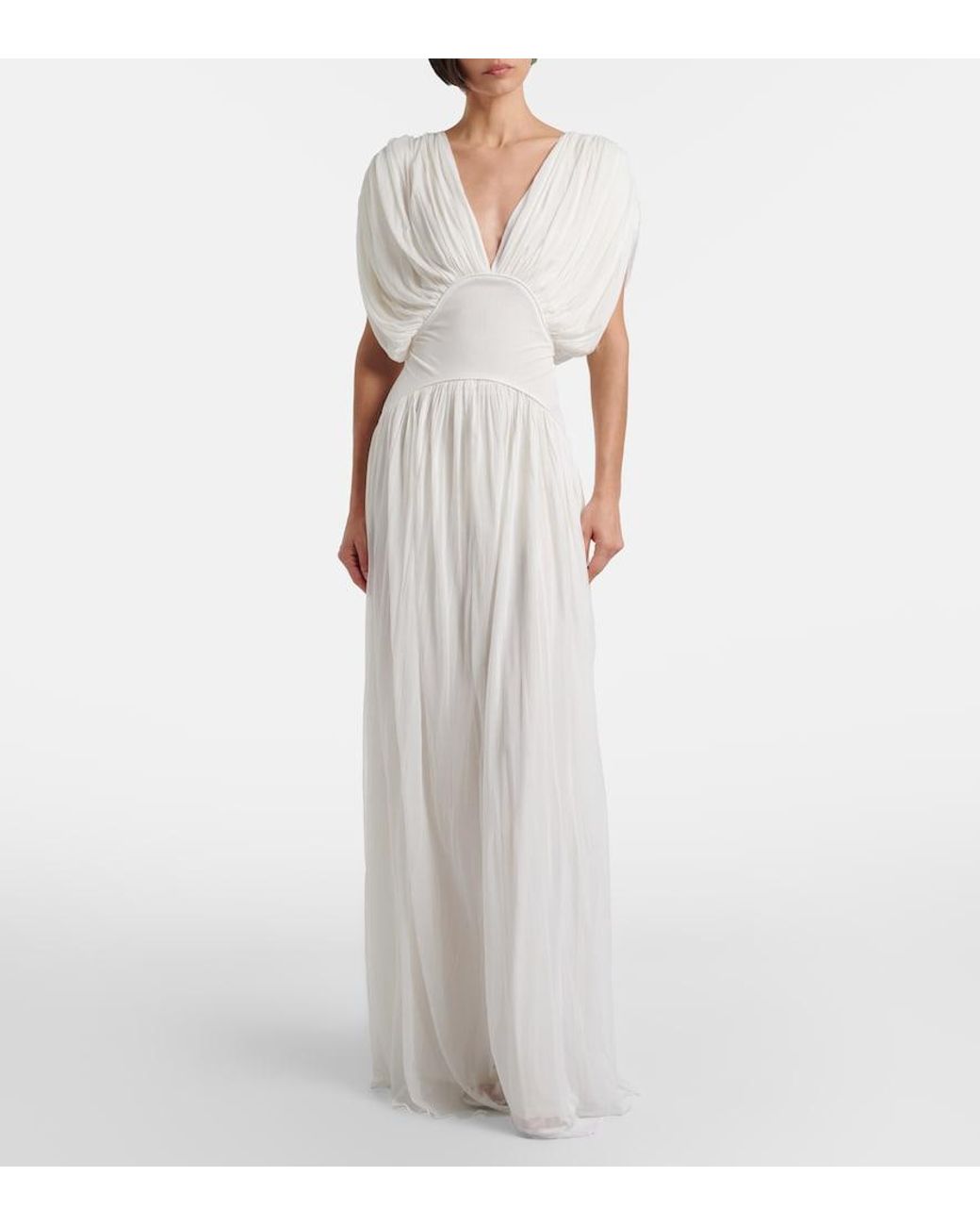 TOVE White Lyla Draped Jersey Gown