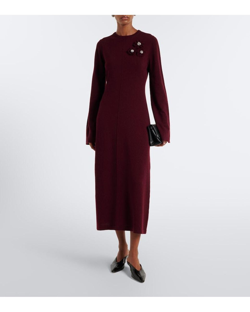 Jardin Des Orangers Red Embellished Wool And Cashmere Sweater Dress