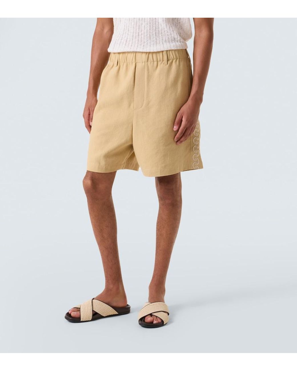 Commas Natural Embroidered Shorts for men