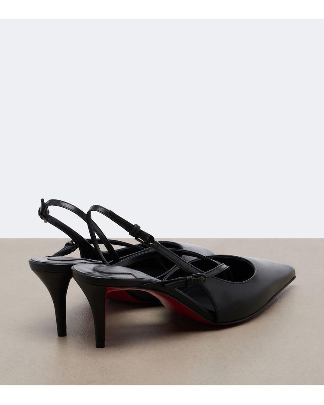 Christian Louboutin Black Miss Z Leather Slingback Pumps