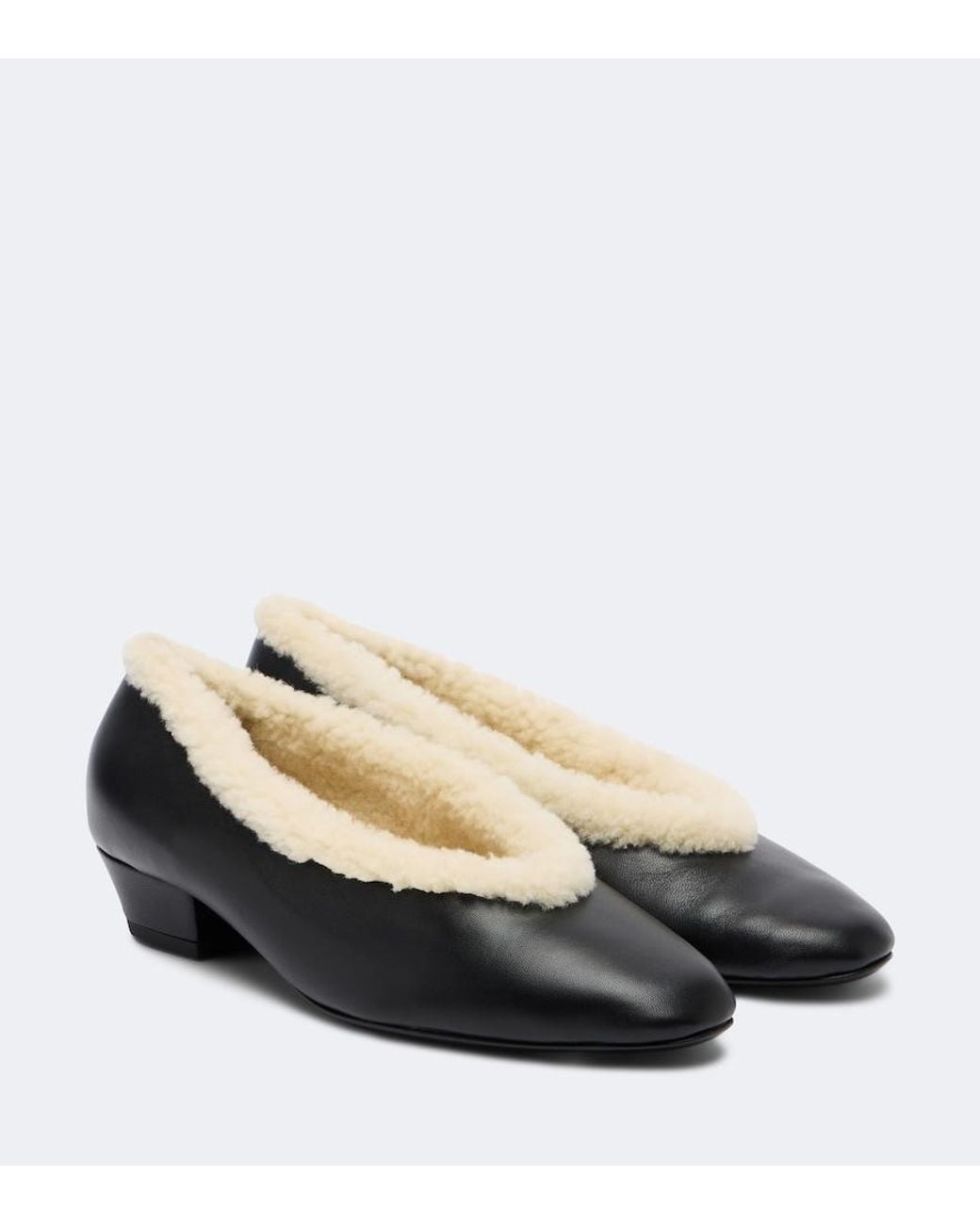 Magda Butrym Black Shearling-Lined Leather Pumps