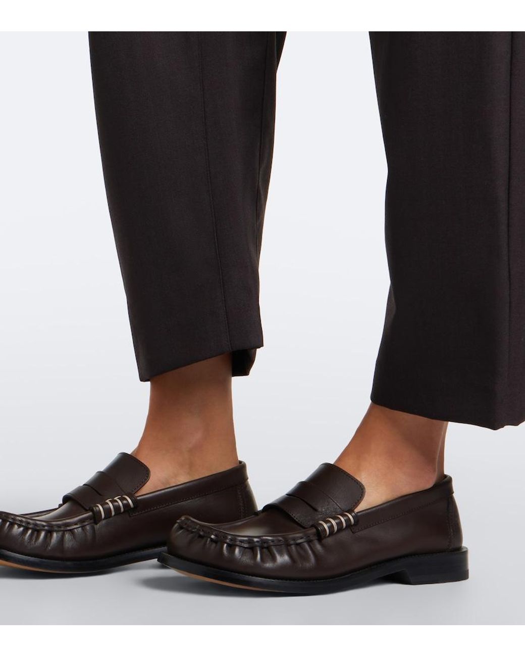 Nili Lotan Black Shon Virgin Wool Barrel-Leg Pants
