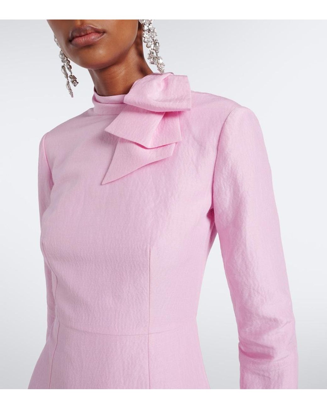 Roland Mouret Pink Bow-Detail Jacquard Cocktail Dress