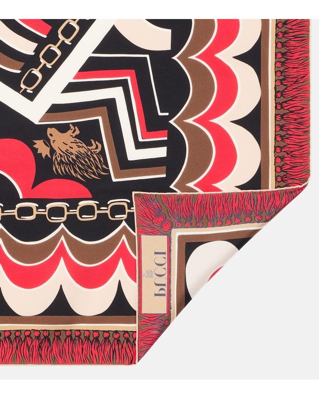 Emilio Pucci Red Printed Silk Twill Scarf