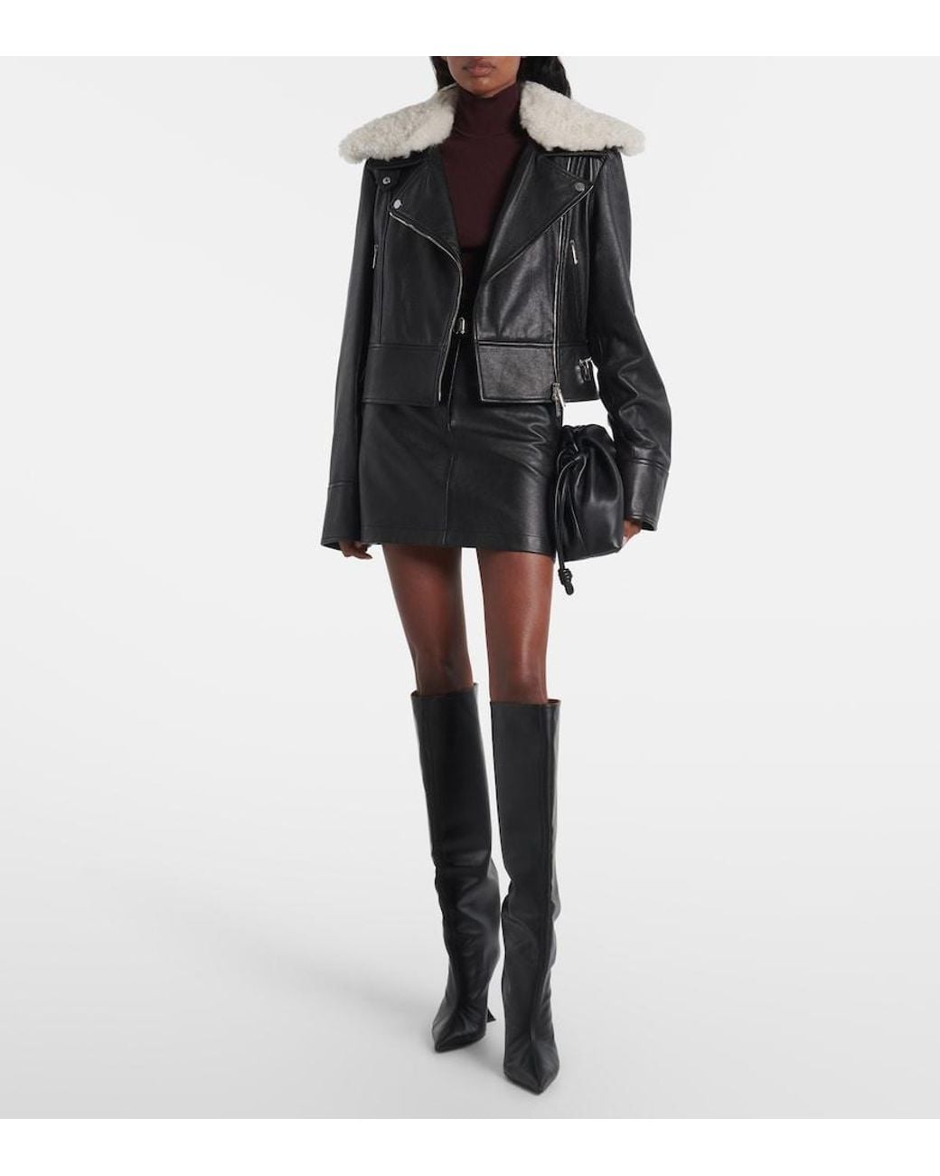 Sportmax Black Patto Leather Miniskirt