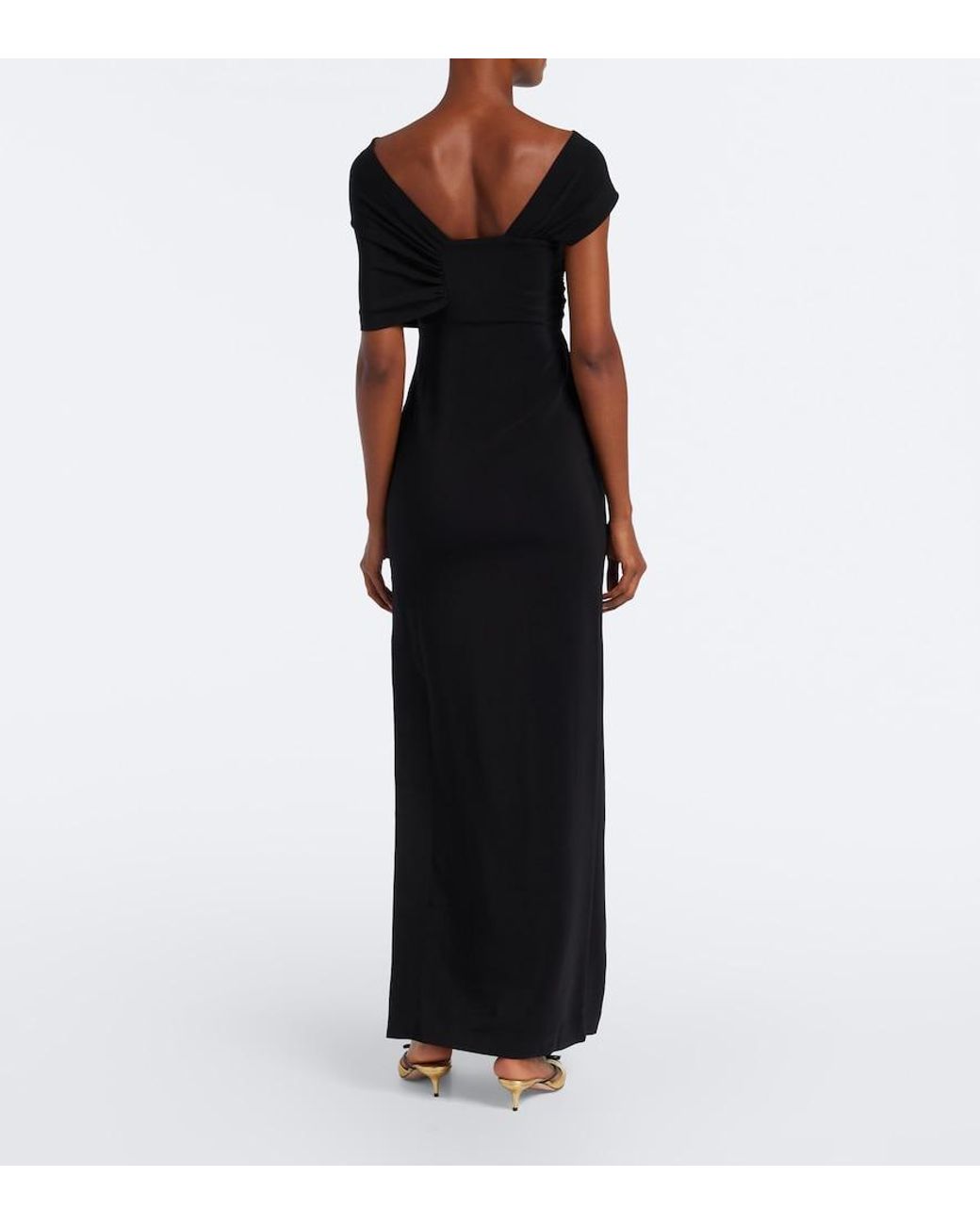 Oscar de la Renta Black Assymetric Crepe Gown