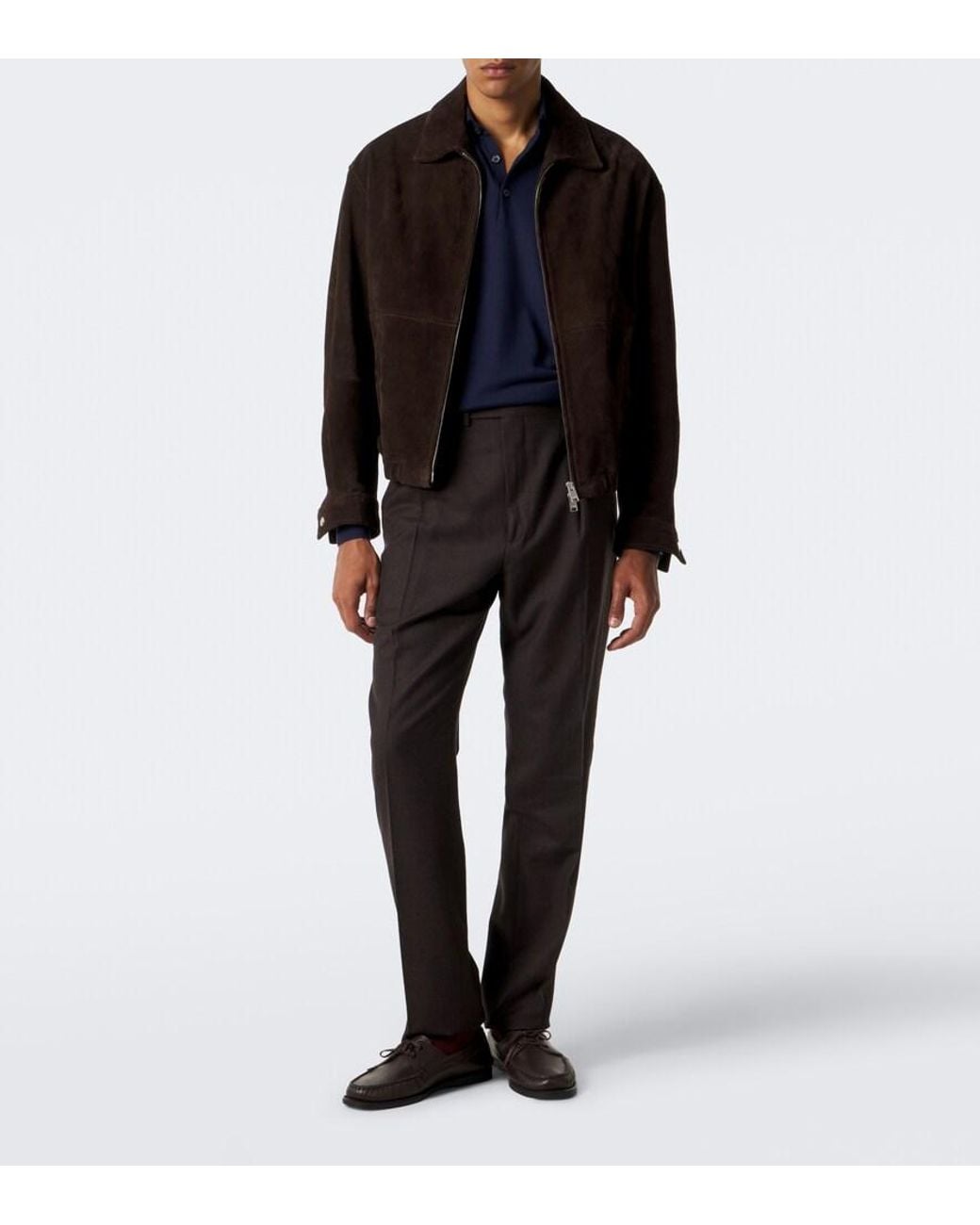 Fedeli Blue Wool Polo Sweater for men