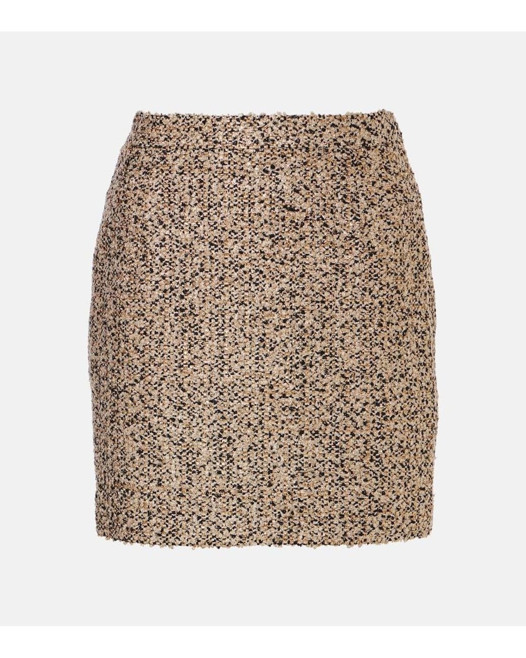 Alessandra Rich Natural Lame Tweed Miniskirt