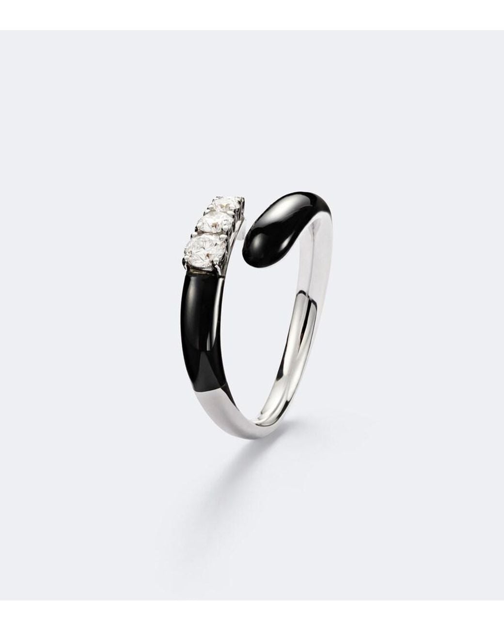 Nikos Koulis White Oui 18Kt And Enamel Ring With Diamonds