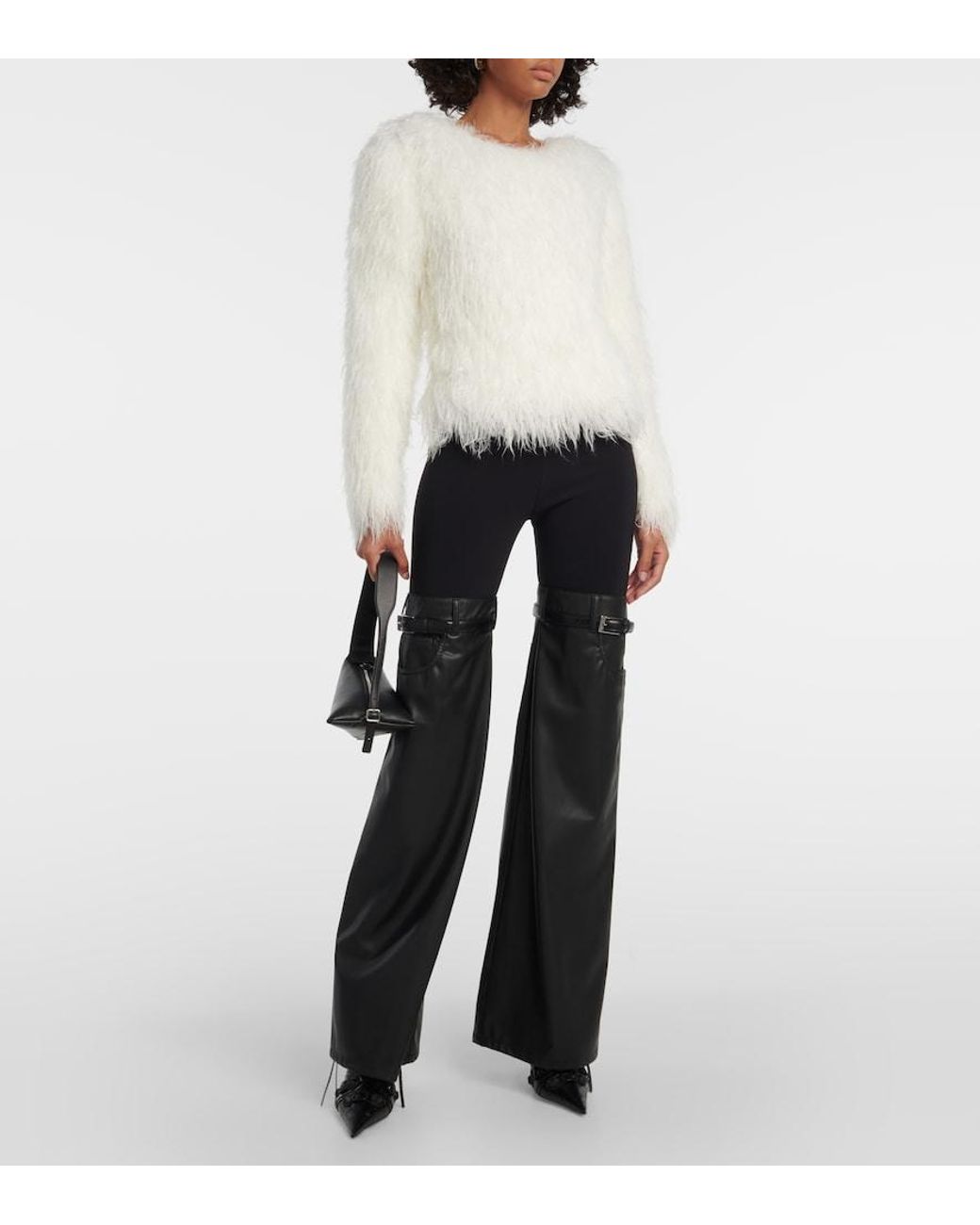 Coperni White Flauschiger Strickpullover