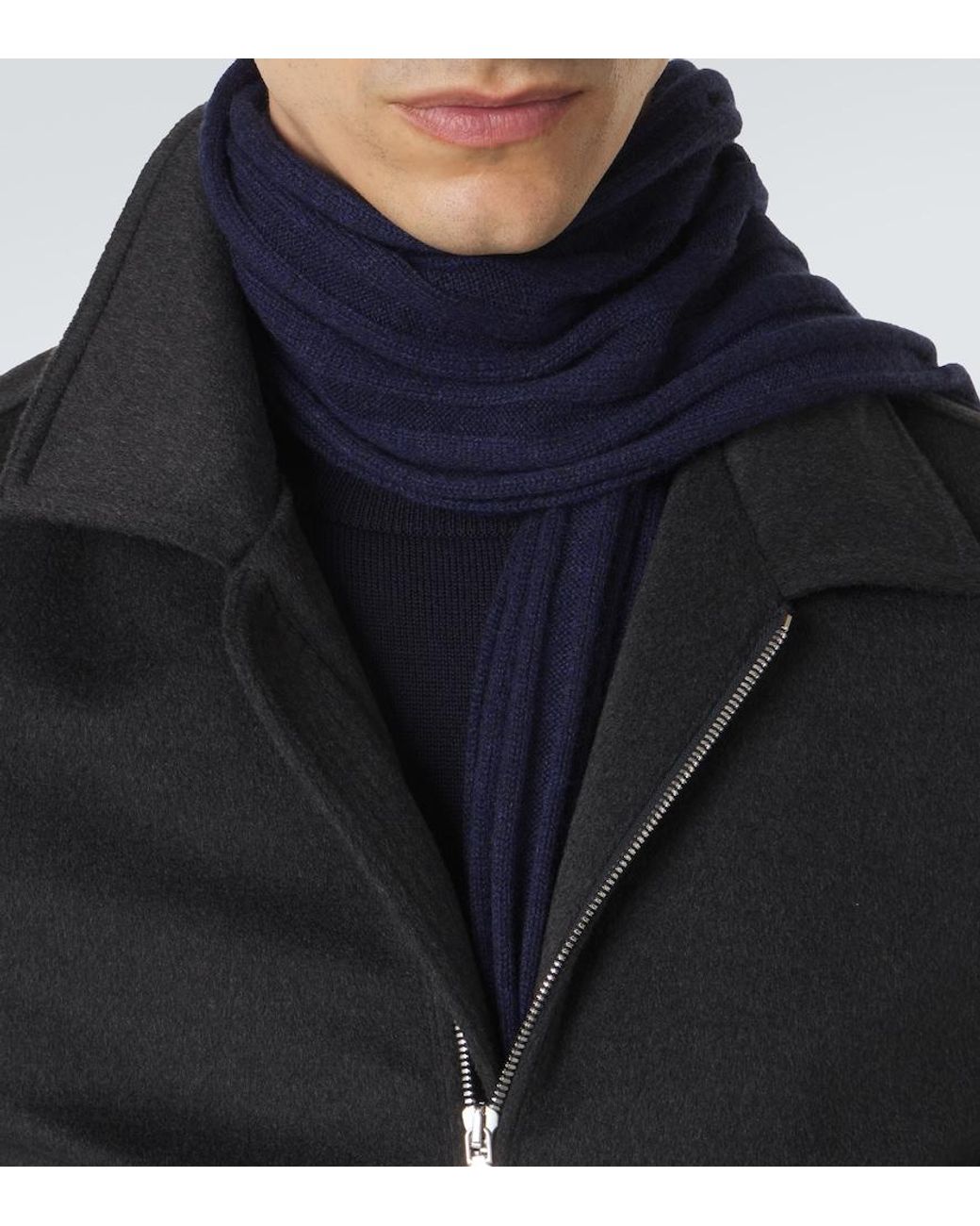 Brunello Cucinelli Blue Cashmere Scarf for men