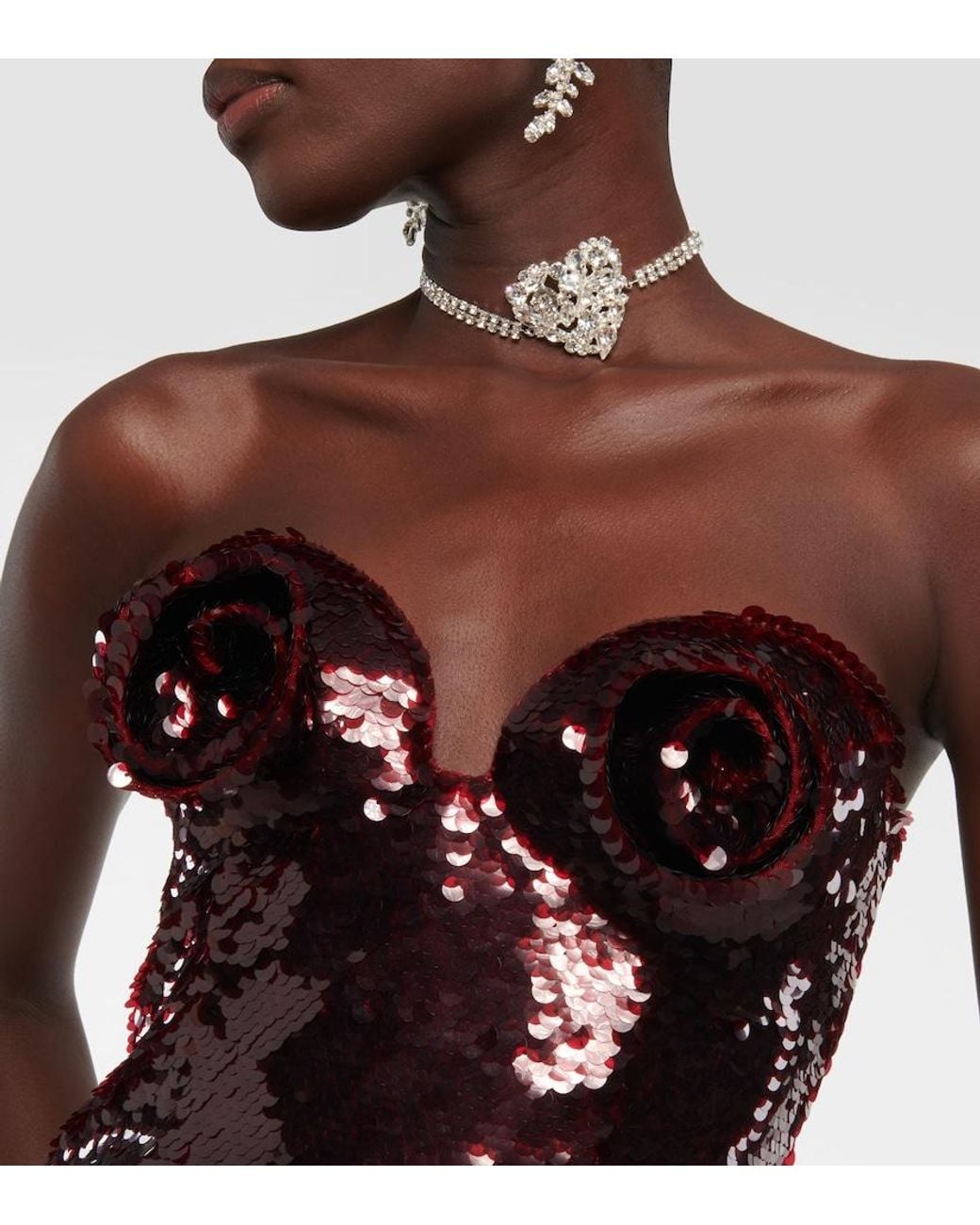 Magda Butrym Black Sequined Bustier Top