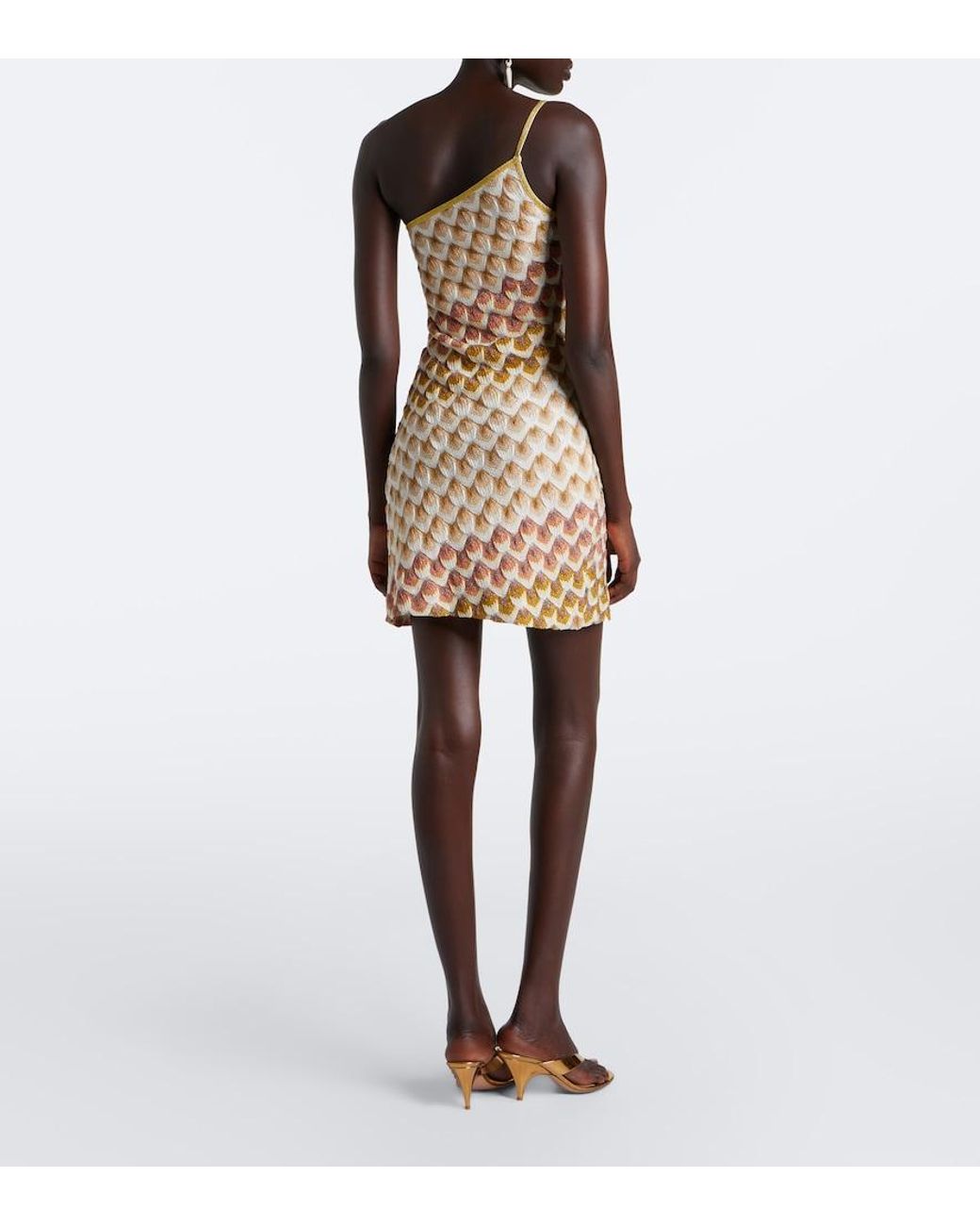 Missoni Natural One-Shoulder Lame Minidress
