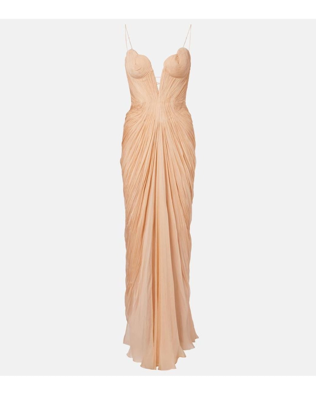 Maria Lucia Hohan White Cecilia Draped Silk Gown