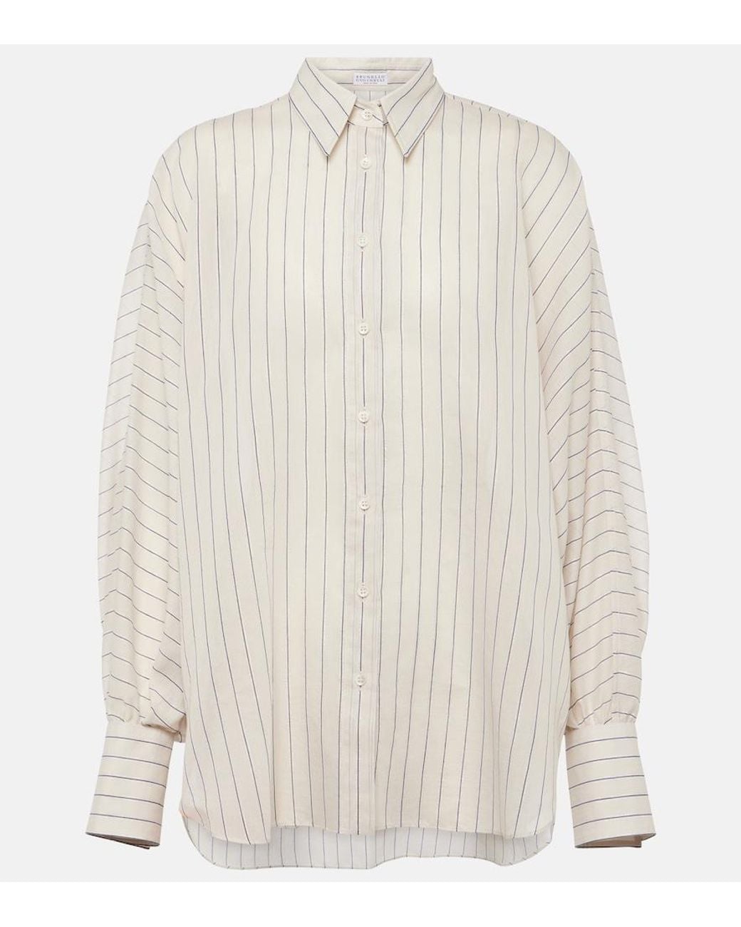 Brunello Cucinelli White Cotton-Blend Lame Shirt