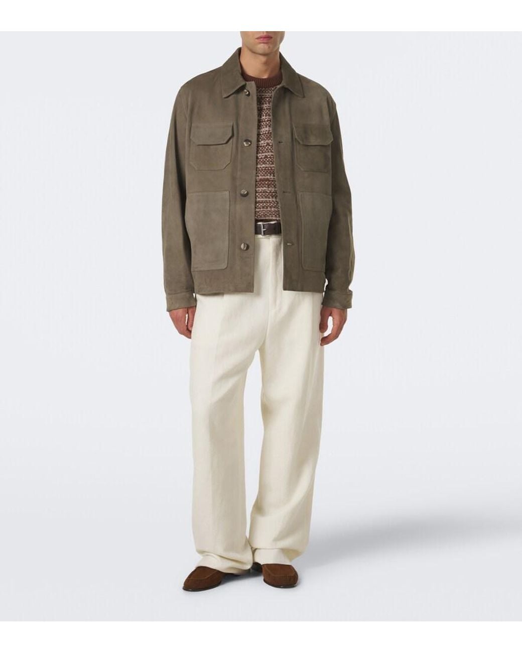 Frescobol Carioca Green Ravi Suede Jacket for men