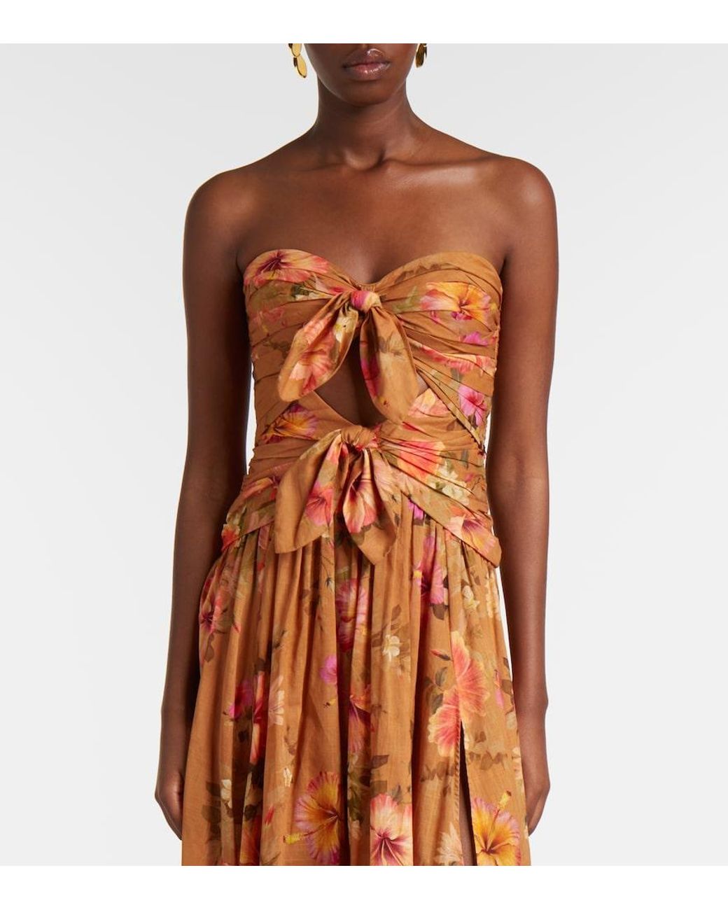 Zimmermann Orange Mahon Floral Silk Maxi Dress