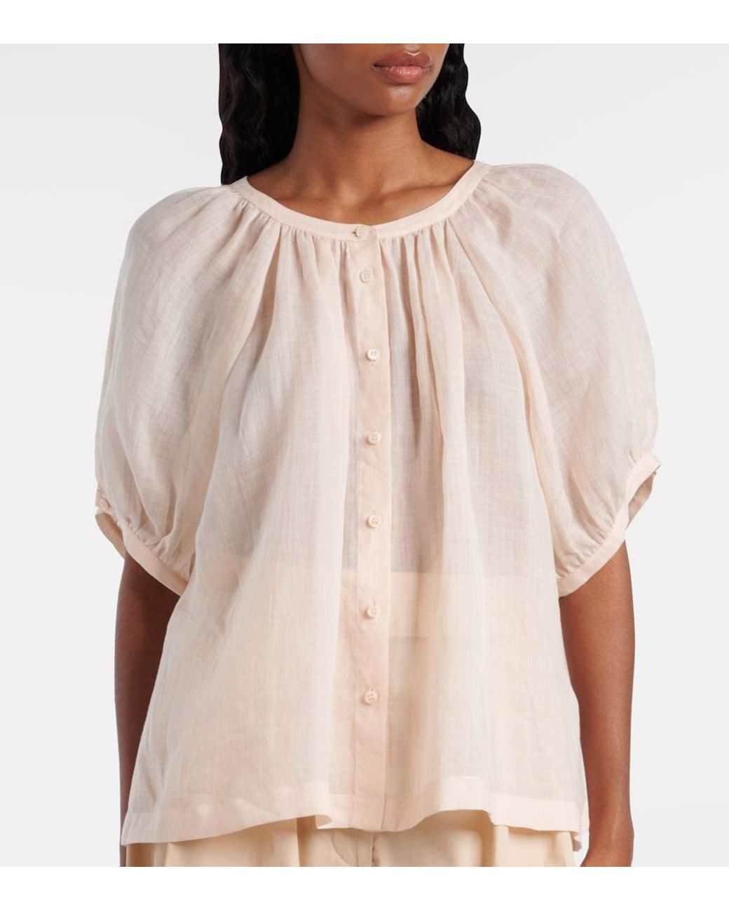 Loro Piana Natural Gritt Ramie Blouse