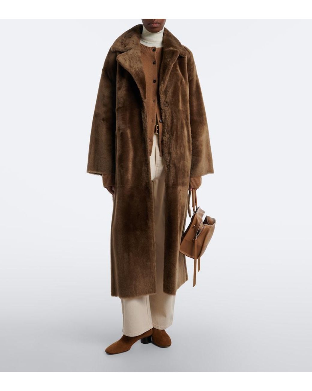 Arma Brown Rien Shearling Wrap Coat