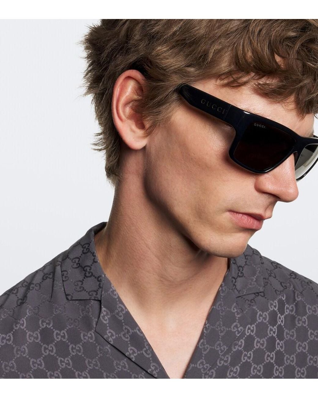 Gucci Gray Flat-Top Sunglasses for men