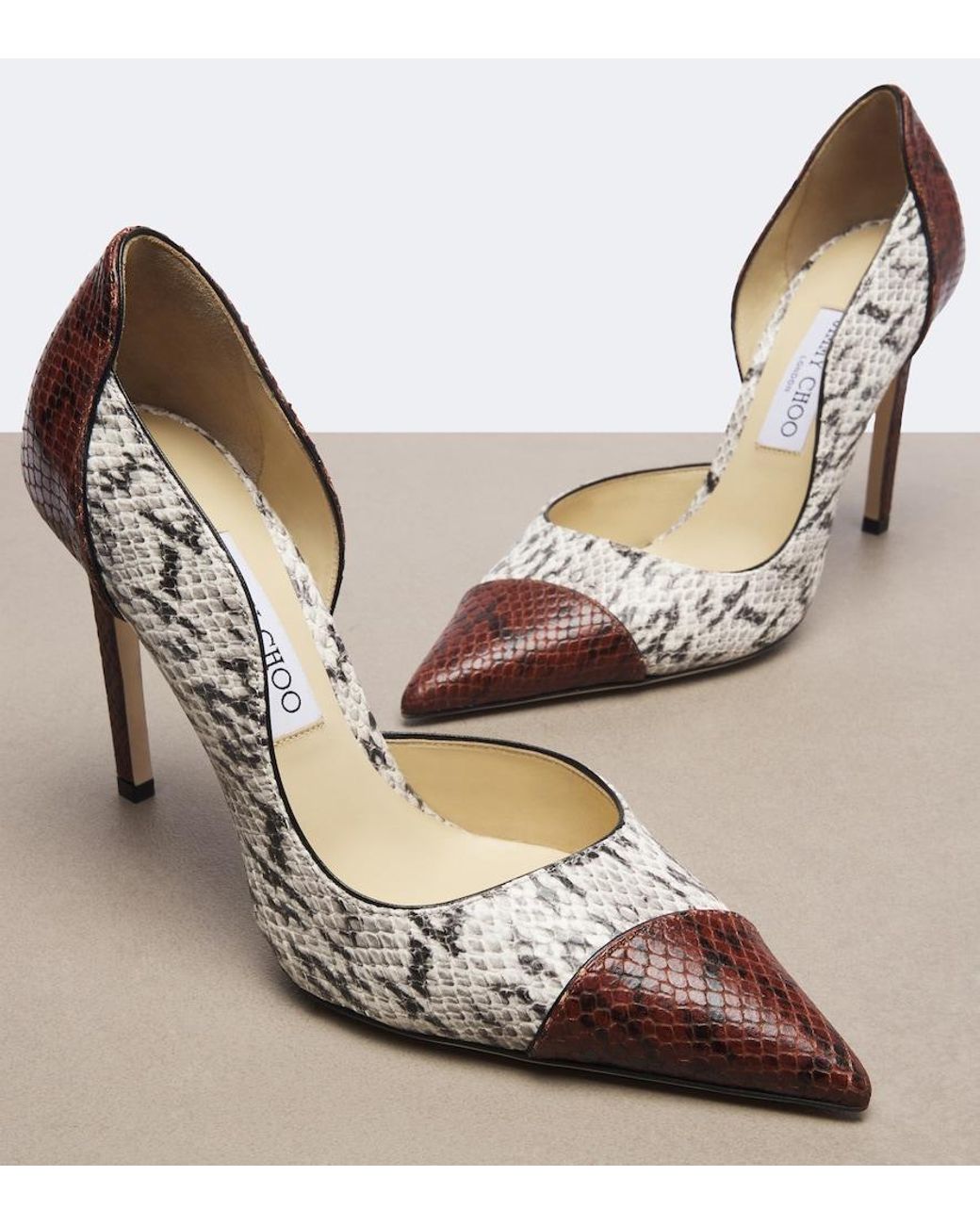 Jimmy Choo Brown Brigitte Snake-Effect Leather Pumps
