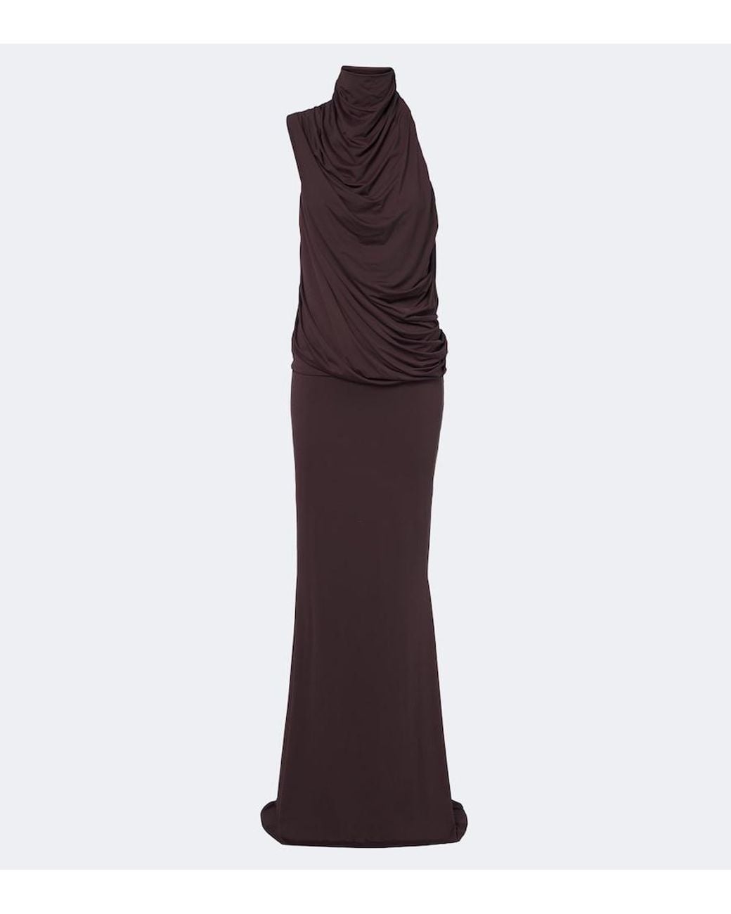 De La Vali Purple Lurna Draped Jersey Maxi Dress