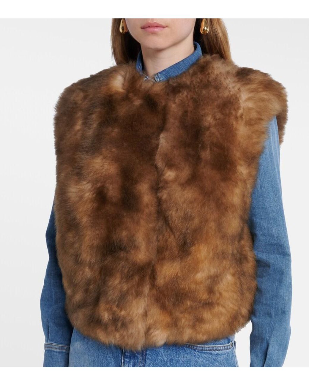 Dolce & Gabbana Brown Cropped Shearling Vest
