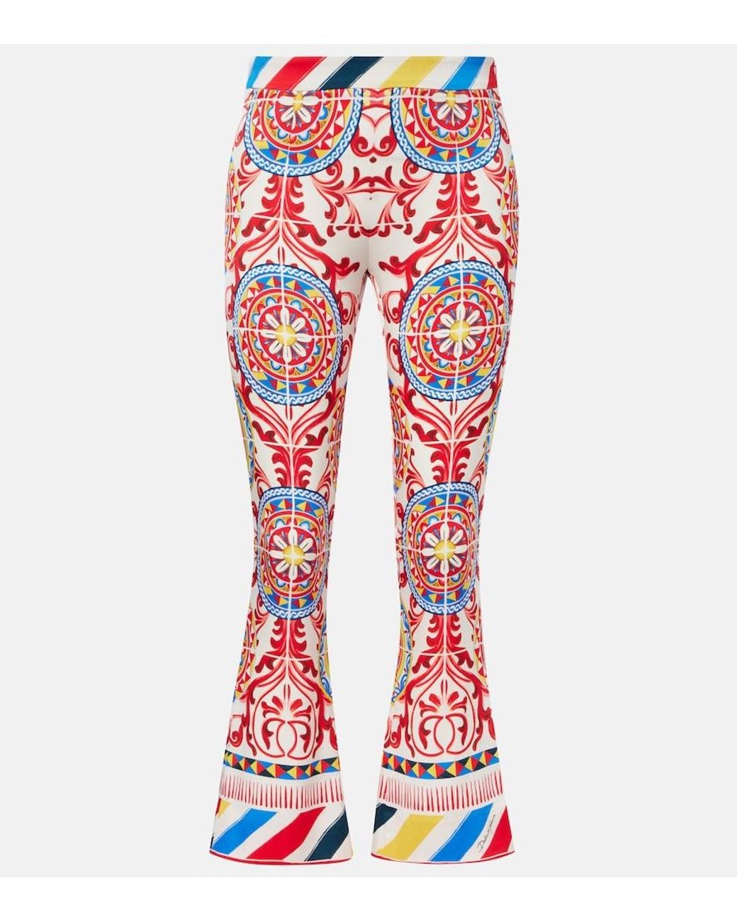Dolce & Gabbana Cropped Printed Silk-Blend Flared Pants