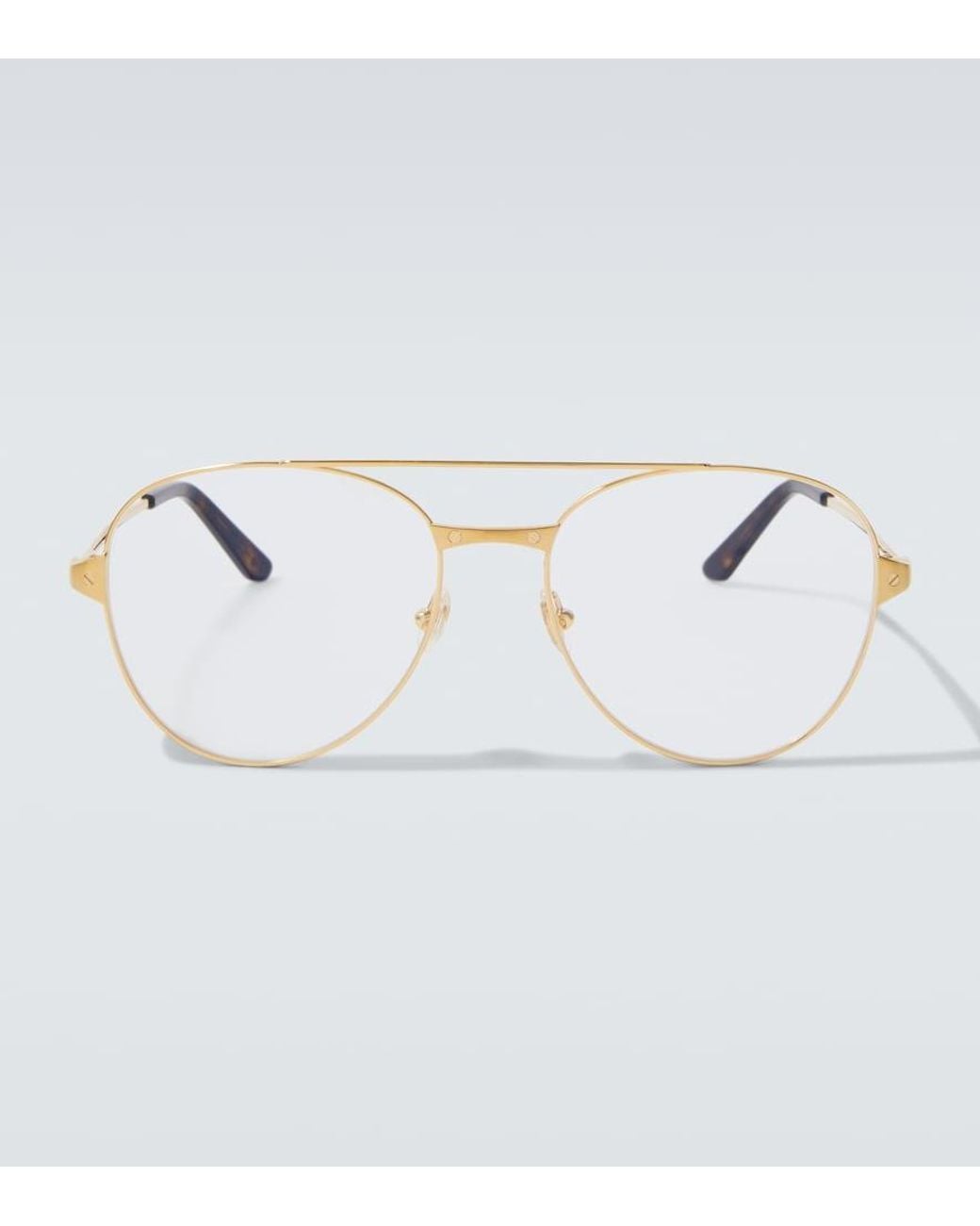 Cartier White Santos De Cartier Aviator Glasses for men